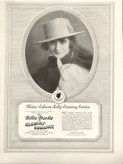 Billie Burke 1916 Ad Glorias Romance George Kleine