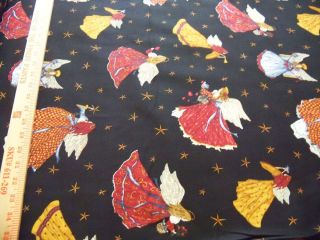 Angels from Above Christmas Black Angel Fabric by The Yard