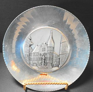Biel Bienne Switzerland Pewter Aluminum Collectors Decorative Plate 