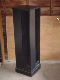 black wood cd jewel case tower storage pedestal floor stand holds 