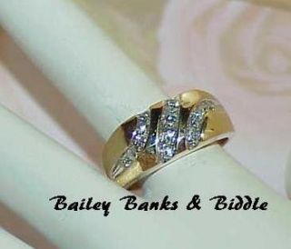   Diamond Ring Mens Bailey Banks & Biddle Vintage Yellow Gold Size 9