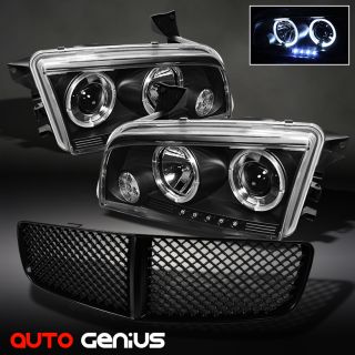 06 10 Charger Black Halo Projector Headlights w LED Front Grille Cobmo 
