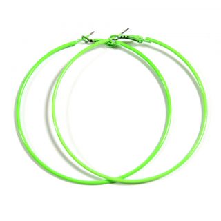 Neon Green Large Hoop Earrings Retro 80S