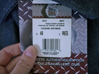 New w Tags Big Bill Mens Heavy Denim Jean Work Jacket 46R Canada Made 