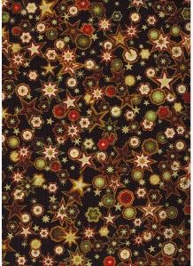 holiday flourish met stars black cotton quilt fabric image shows 