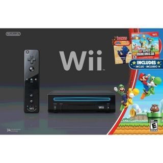 Nintendo Wii System BLACK With Super Mario Bros Wii Console Gaming 
