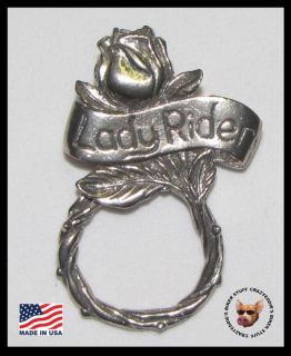 Lady Rider Biker Pin with Sunglass Holder Made in USA