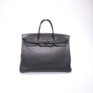 Authentic Hermes Black Birkin 40cm Handbag Silver Hardware L Year