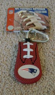 New England Patriots Leather Football Keychain w Clip
