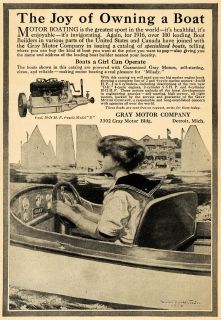   Gray Motor Boat Model D William Foster Marine   ORIGINAL ADVERTISING