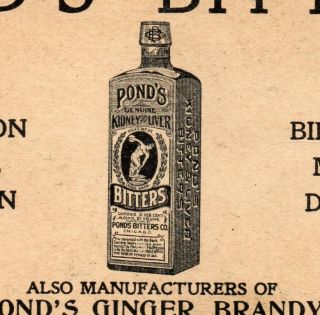 Gar Ponds Bitters Malaria Cure Ginger Brandy Risque Lady Civil War 