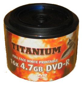 50 Titanium DVD R Full Face Printable Blank DVD Discs