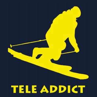 Mens The Tele Addict Telemark Skiing T Shirt Tele Ski Skier T Shirt 