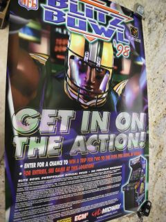   Original Midway Blitz Bowl 98 Football Video Arcade Game Poster