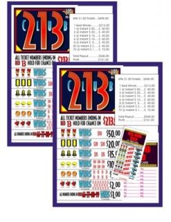    213s 1 00 5 W 213 Last Sale Bingo fundraiser Pull Tab Tip Board Slot