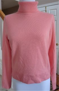  Petites Pink 100% Cashmere Turtleneck Sweater Top PM 