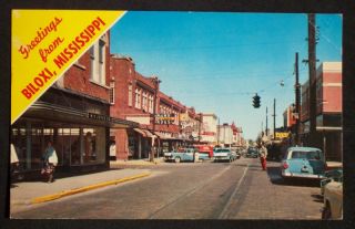 1950s Howard Avenue Old Cars Signs Stores Biloxi MS PC