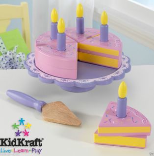Kidkraft Kids Pretend Play Kitchen Wood Pink Birthday Cake and Stand 