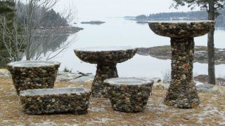 Adirondack Plant Pots Birdbaths Natural Stone River Rock Planters 