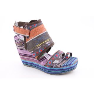 Blowfish Terrabiza Womens Size 6 Brown Textile Wedge Sandals Shoes 