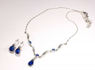   Necklace and Earring Set September Birthstone Blue Sapphire
