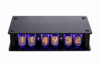 IN12 Tube Nixie Desk Clock Black RGB LED Mood Glow