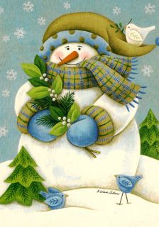 Jolly Snowman Blue Fabric Shower Curtain Diane Arthur Christmas 