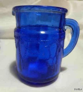 Cobalt Blue Glass Mini Water Pitcher Set