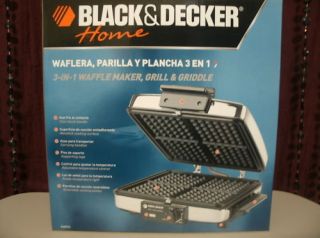 NEW Black & Decker 3 In 1 Waffle Maker, Grill & Griddle