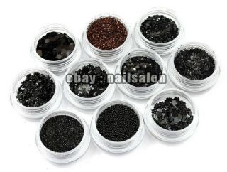New 80 Pot Nail Art Glitter Dust Rhinestone Spangle Powder Free 