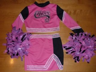 Girls Pink CHEERLEADER Costume Dress up Size 4/6 10/12 NWT 