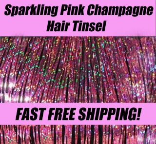 Hair Tinsel Hair Bling Add to Feather Hair Extensions Sparkling Pink 