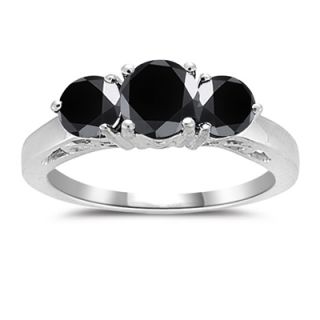 Jet Black AAA DGL 3 64ct Natural Round Black Diamond Wedding Ring 