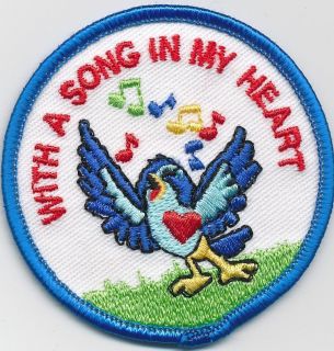 Girl WITH A SONG IN MY HEART Fun Patches Crests Badges SCOUT GUIDE 