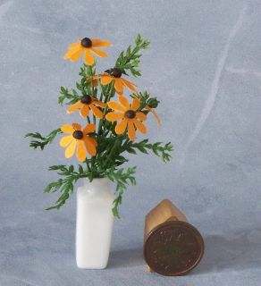 Dollhouse Vase w Black Eyed Susans Flowers Garden New OOAK Tonner 