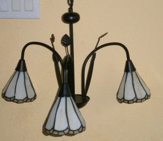 New Stained Glass Black Metal Chandelier