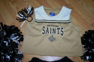 New Orleans Saints Cheerleader Outfit Halloween Costume 14 Pom Poms 
