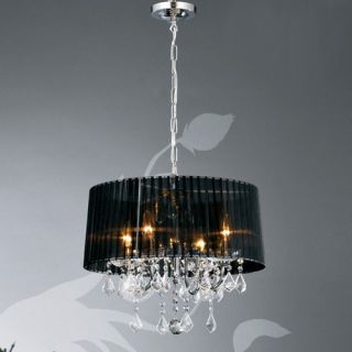 New Glass Crystal 4 40w Lamps Chandelier Fabric Shade Black White 