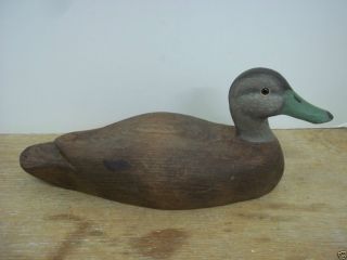 Hand Carved Wooden Blackduck Duck Decoy Op