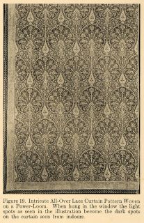 1919 Print Lace Curtain Woven Power Loom Panel Window Original 