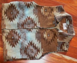 Black Mountain Outdoor Native American Indian Design Zip Fleece Vest M 
