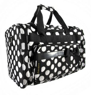 black and white polka dot duffle bag