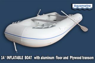 14  Feet Inflatable Boat Dinghy Pontoon Fishing PVC w Aluminum Floor 