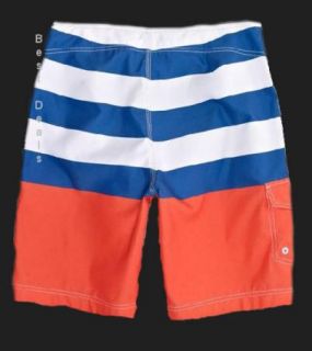   AE Mens Stripe Board Shorts Blue Orange New Free Fast Shipping