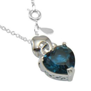 Hot Jewelry Blue Topaz Gemstone Silver Pendant Necklace 12ct 17 3 4 