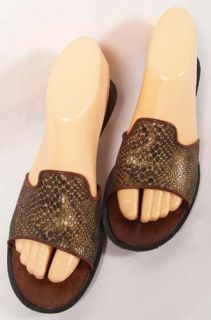 Robert Clergerie Brown and Bronze Kitten Heel Sandals Womens Shoes 7 5 