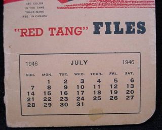 1946 Simonds Saw Red Tang Files Calendar Day Book