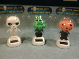 Solar Dancing Skeleton Witch and Pumpkin Set of 3 Brand New