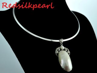 16 Gorgeous Natural White Freshwater Pearl Necklace Pendant Choker w 