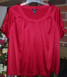 Bob Mackie Studio Red Pullover Short Sleeve Top Size XL